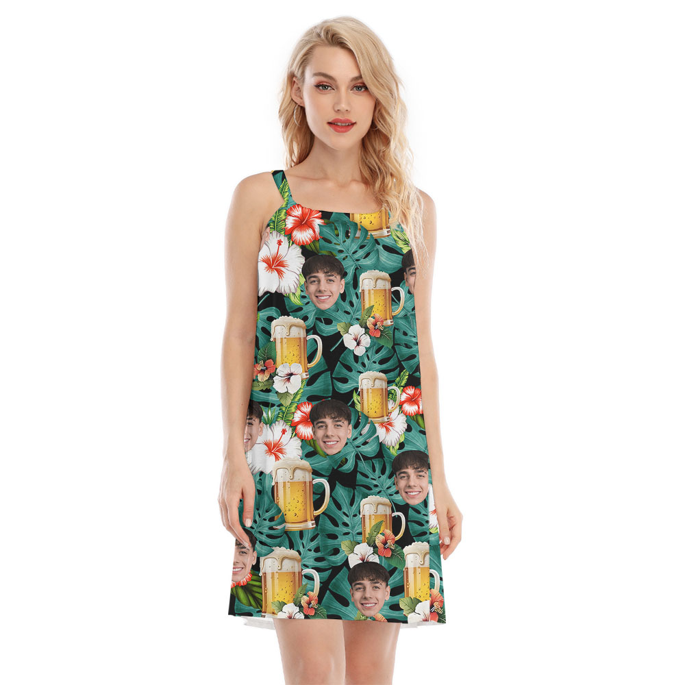 Cool Beer Mug And Multiple Face Women's Cami Dress - variant image 1
