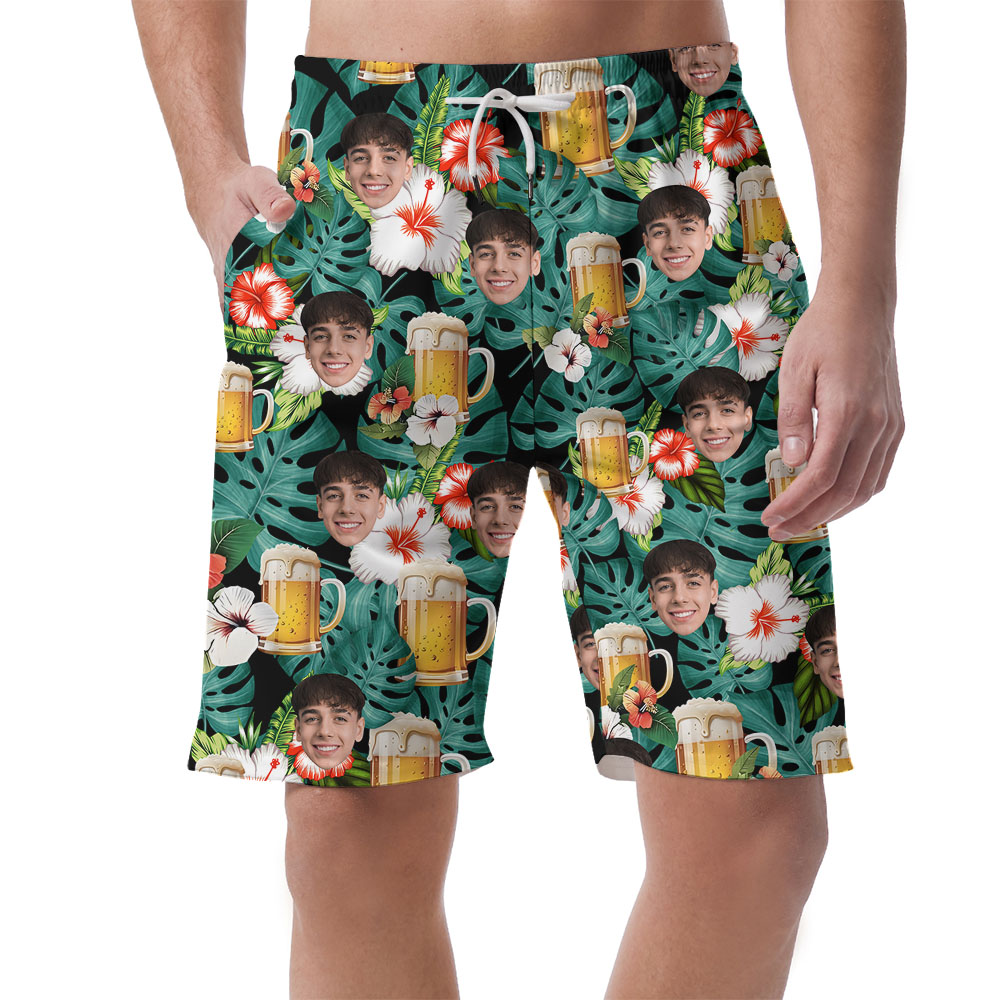 Beer Mug Custom Face Men's Hawaiian Shorts - variant image 1
