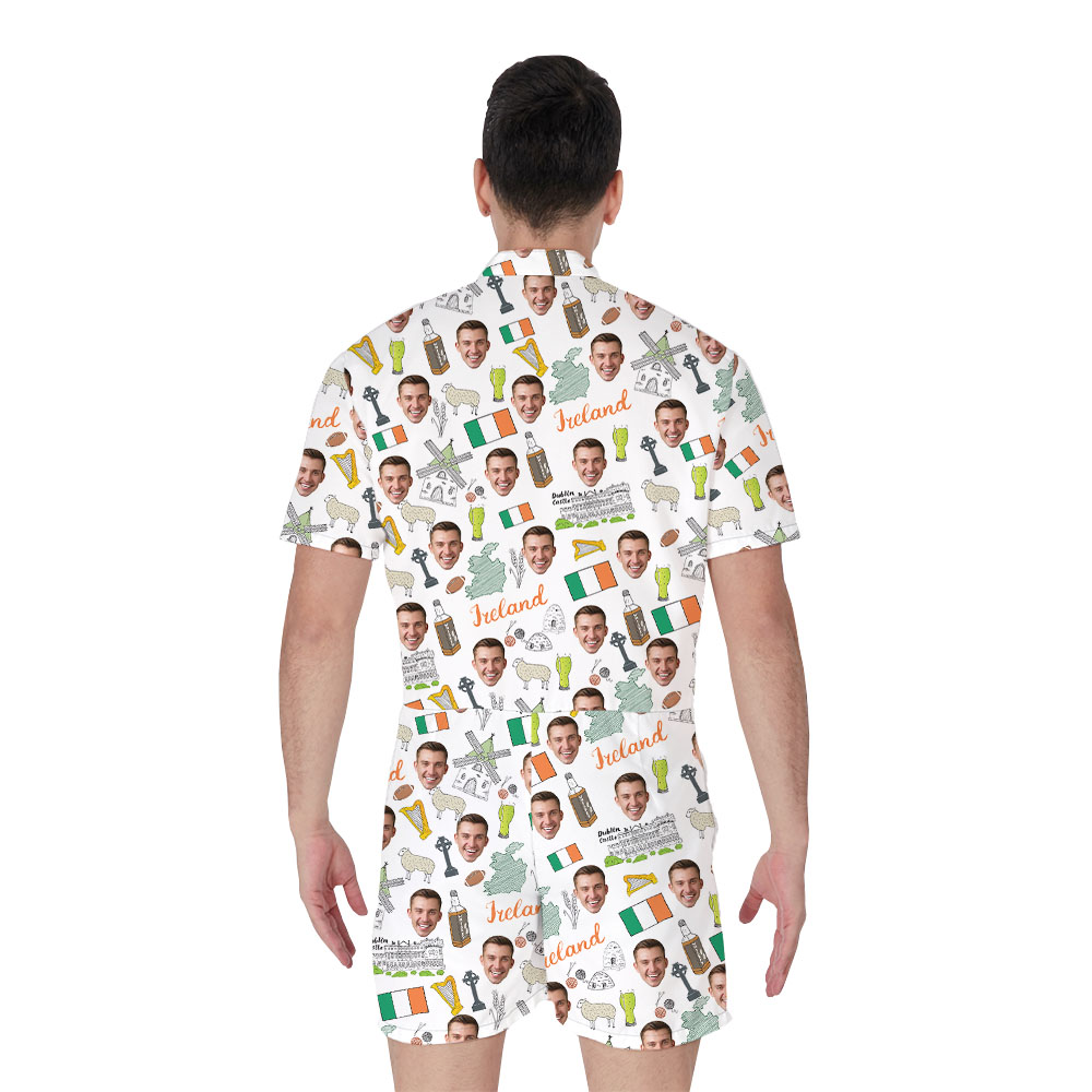 Custom Face Irish Saint Patrick Day Male Romper