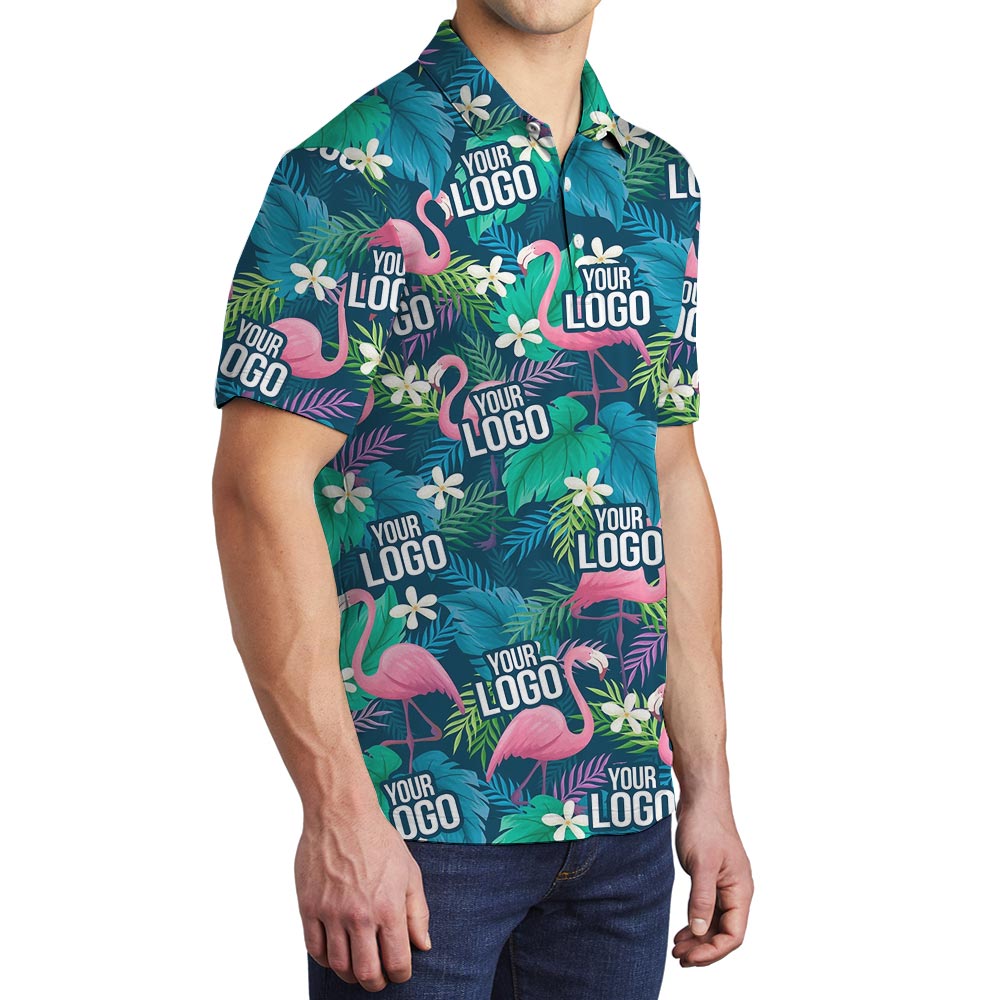 Custom Your Logo Hawaiian Polo Shirt For Men