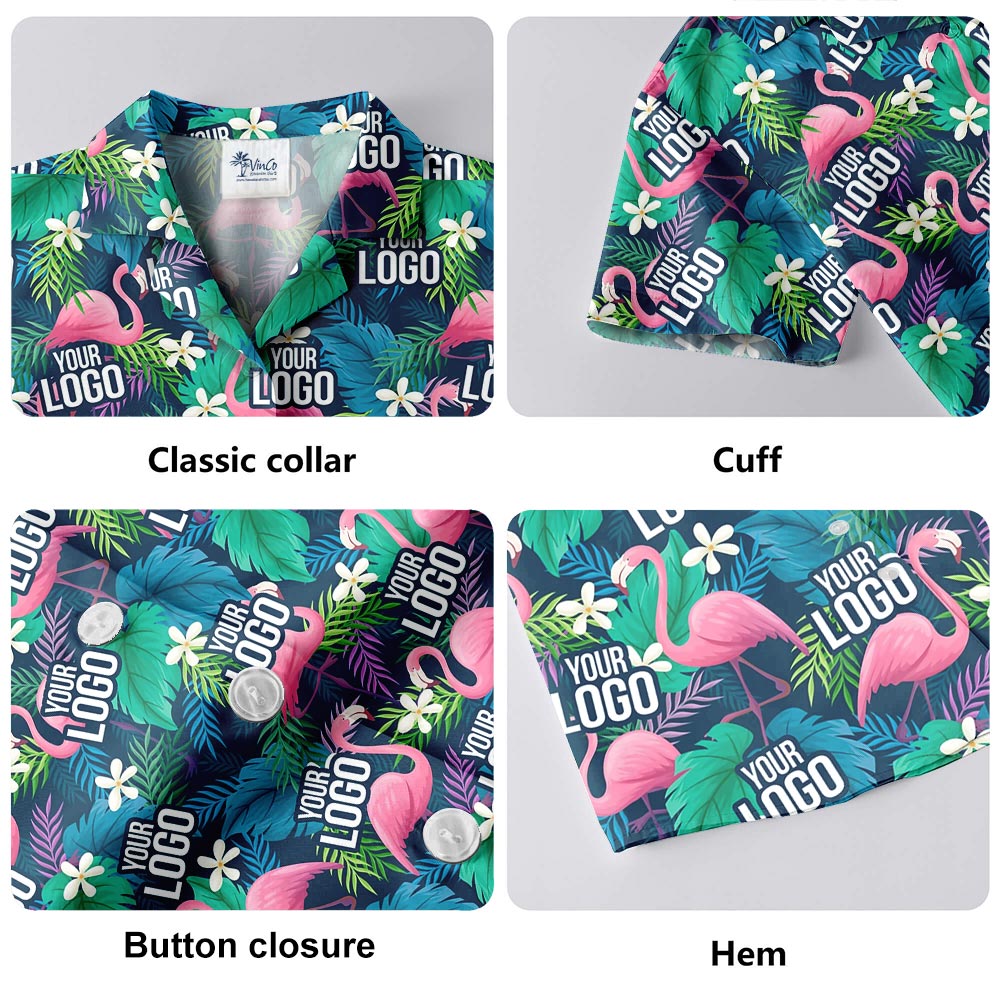 Custom Logo Flamingo Hawaiian Shirt For Men