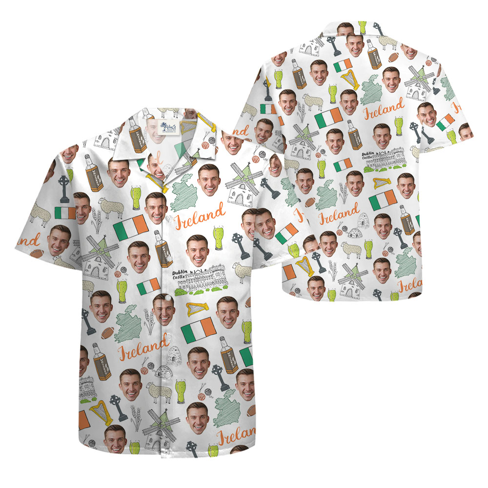 Irish Saint Patrick Day Custom Face Hawaiian Shirt