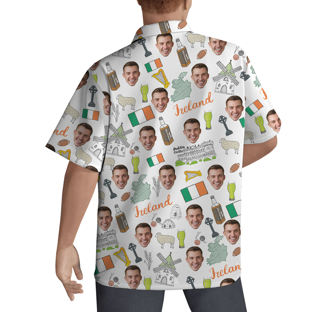 Irish Saint Patrick Day Custom Face Hawaiian Shirt