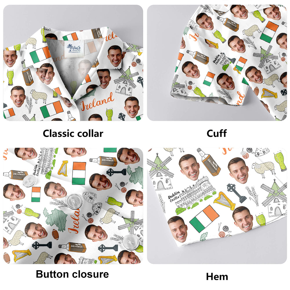 Irish Saint Patrick Day Custom Face Hawaiian Shirt