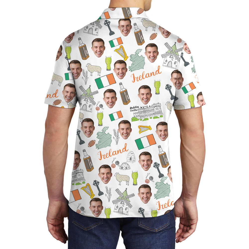 Irish Saint Patrick Day Men's Polo Shirt With Faces