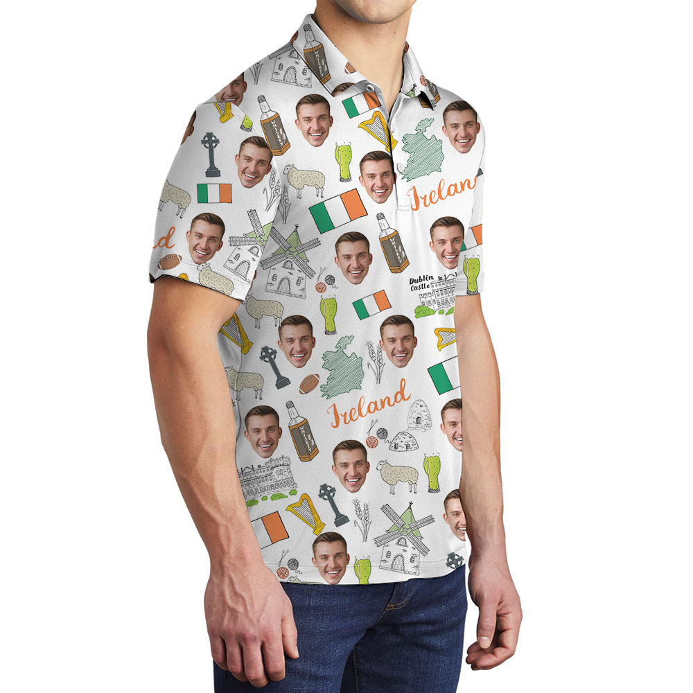 Irish Saint Patrick Day Men's Polo Shirt With Faces