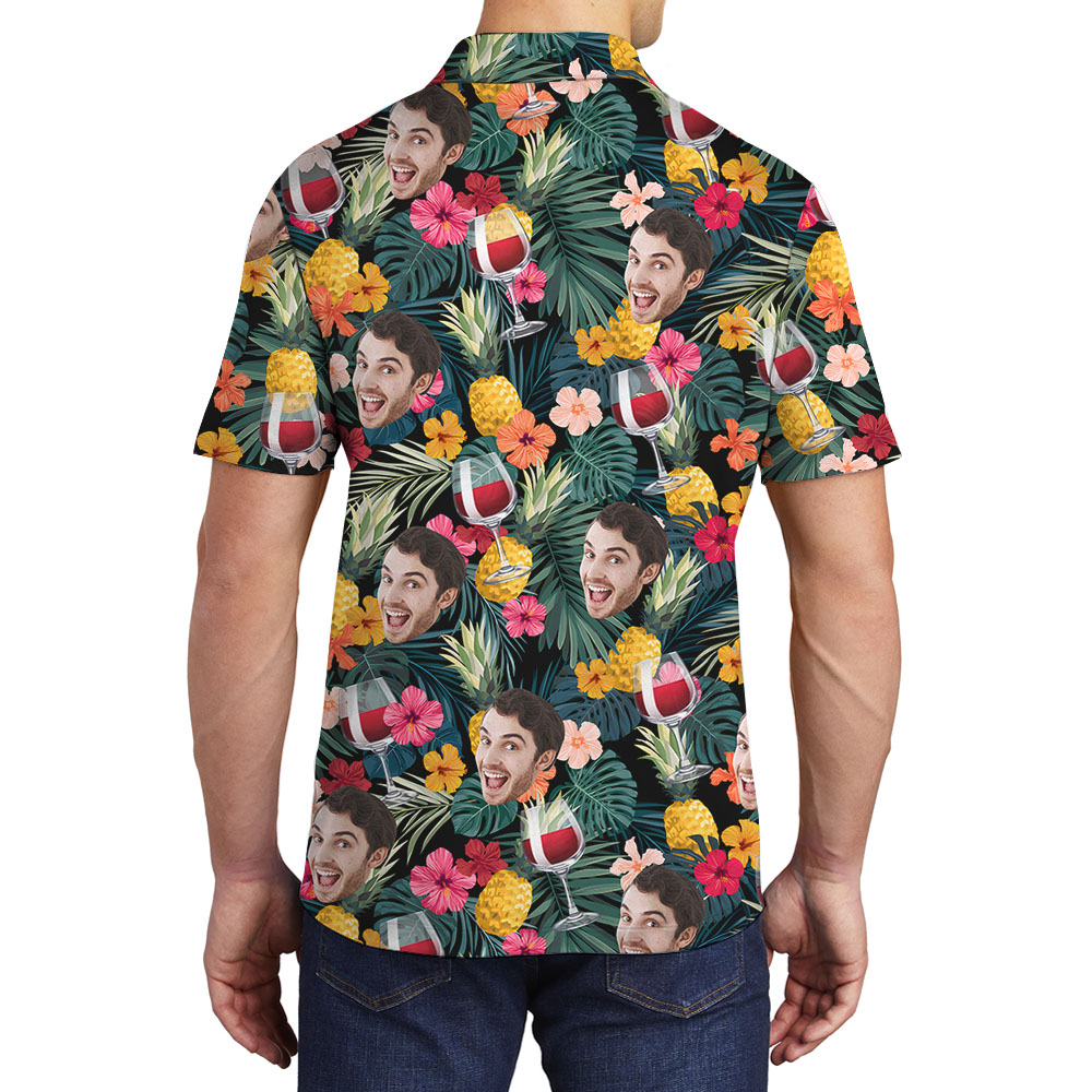 Custom Photo Tropical Polo Shirts For Wine Lovers