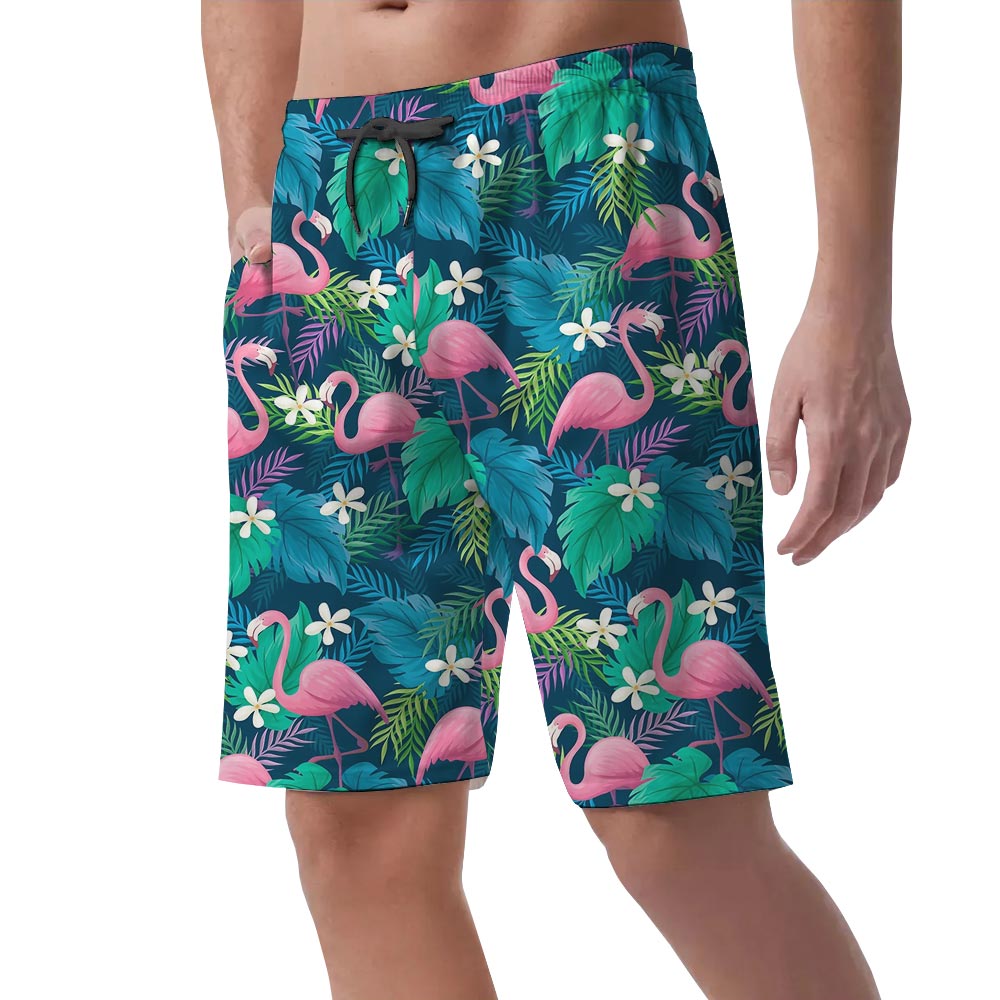 Cool Flamingo Men's Hawaiian Beach Shorts