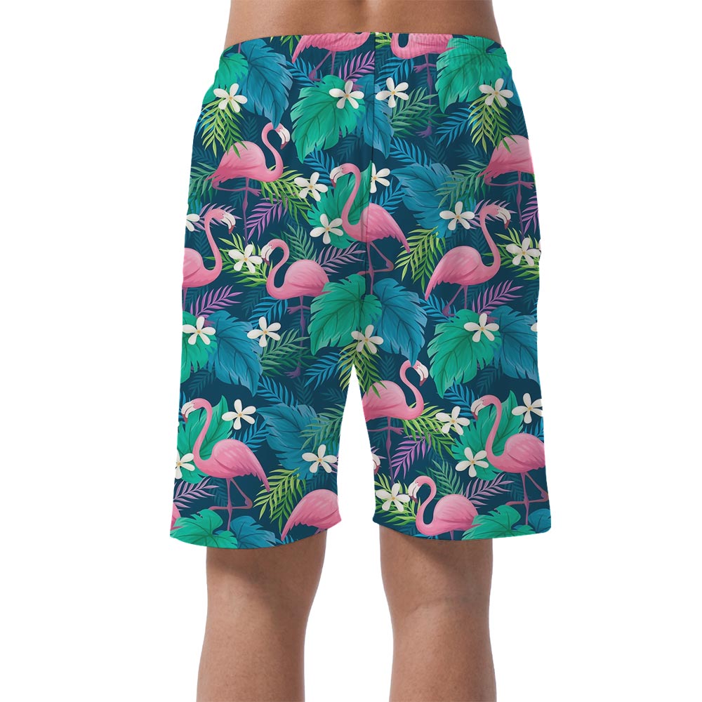 Cool Flamingo Men's Hawaiian Beach Shorts