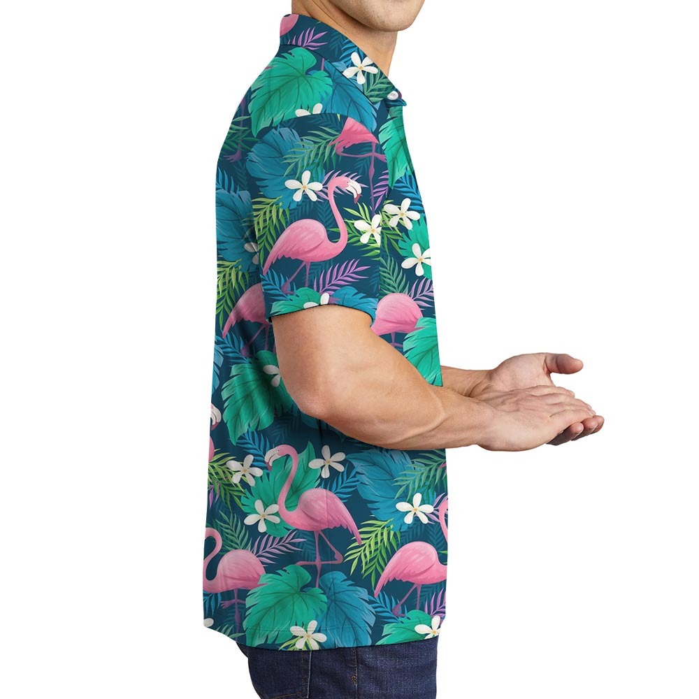 Cool Flamingo Hawaiian Polo Golf Shirt For Men