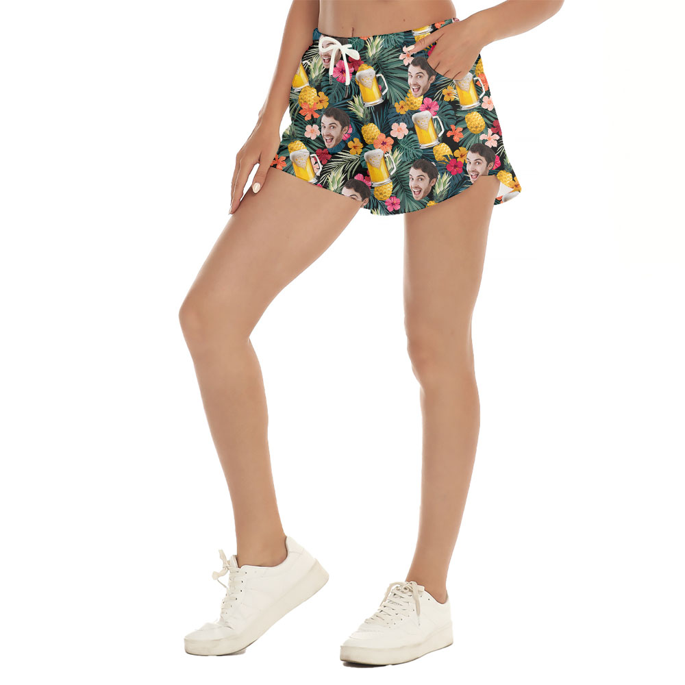 Beer Pineapple Women's Beach Shorts With Photos