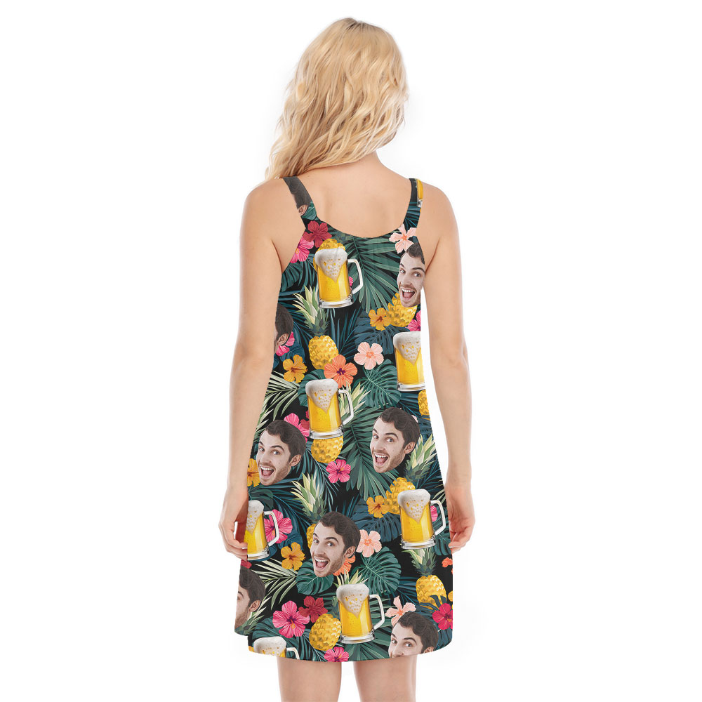 Drinking Party Beer Women's Cami Dress With Faces