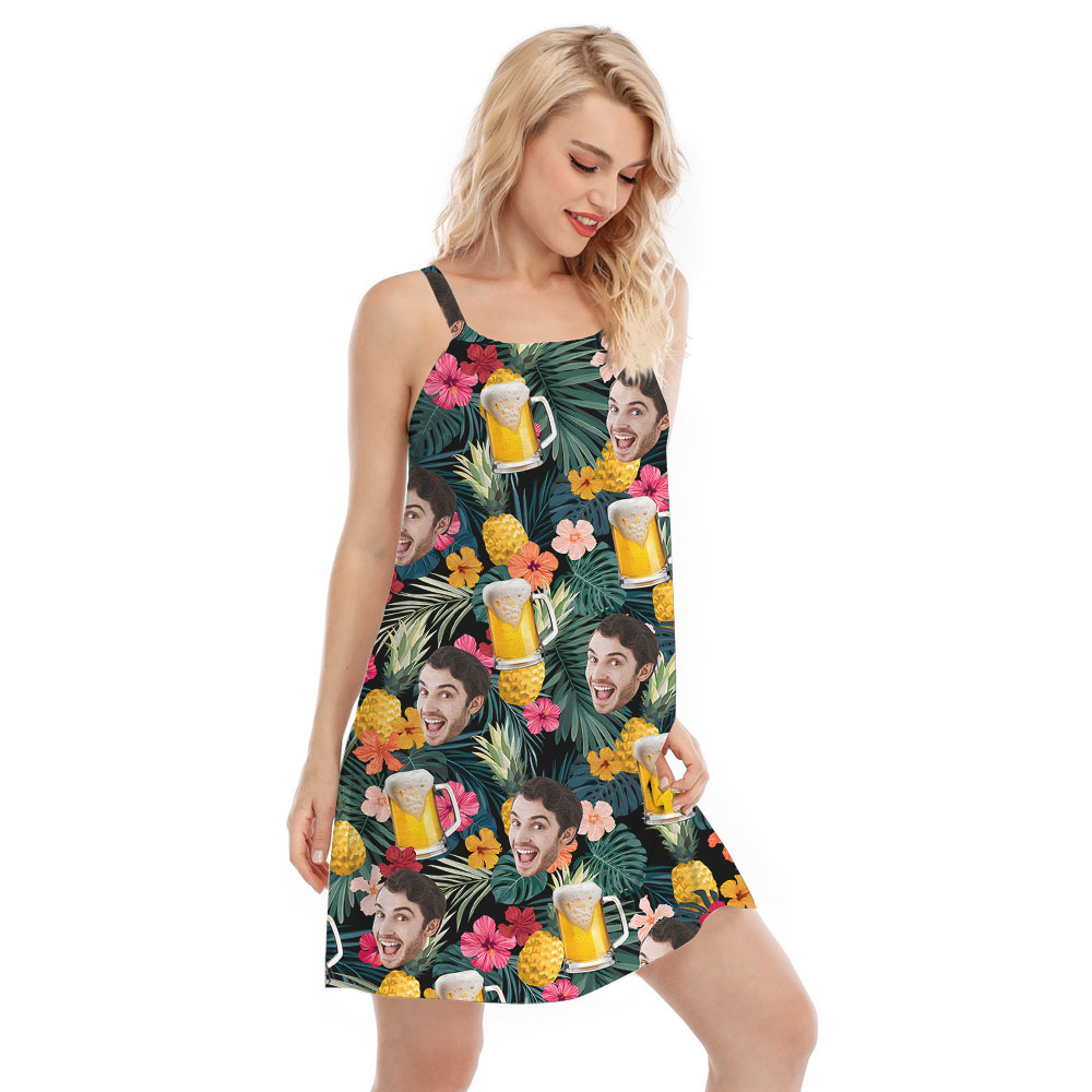 Drinking Party Beer Women's Cami Dress With Faces
