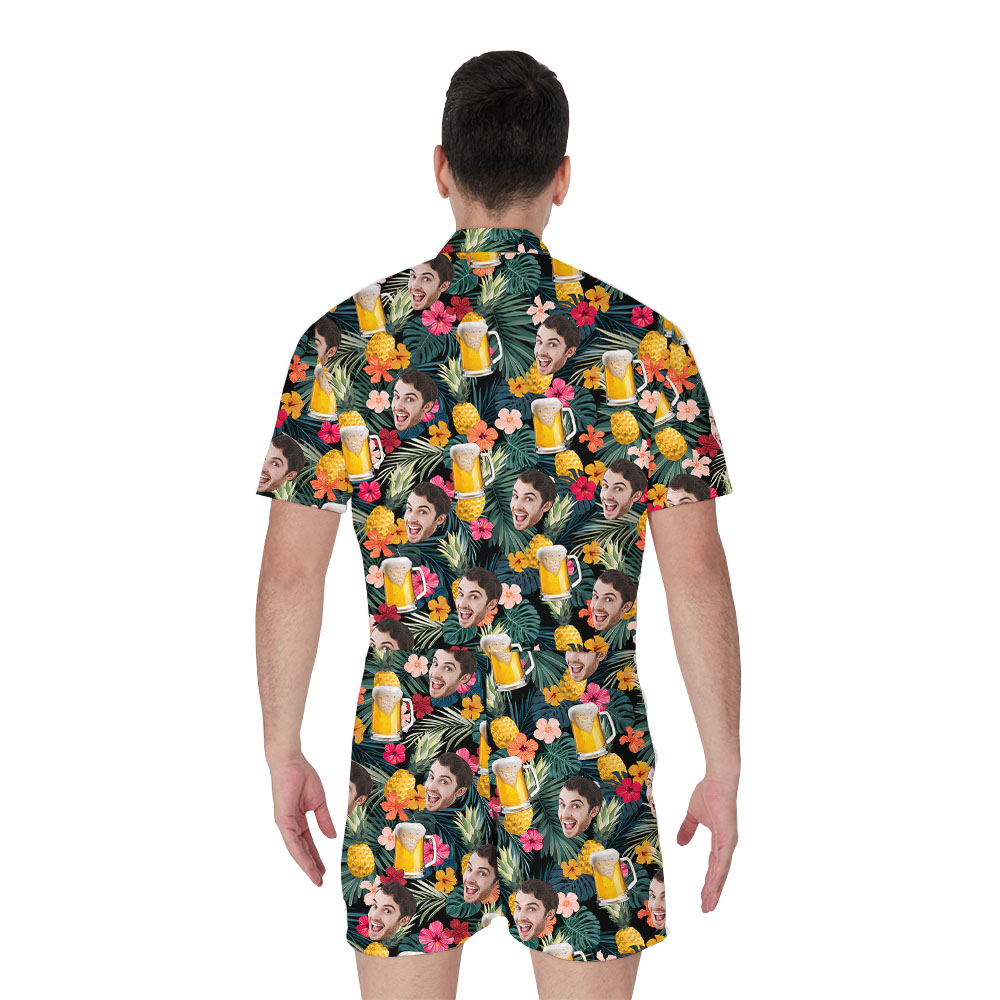 Custom Face Beer Pineapple Men's Romper