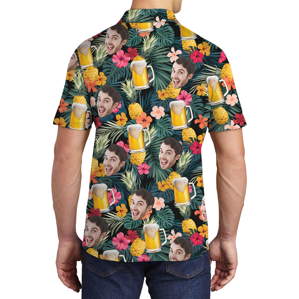 Personalized Photos Beer Pineapple Men's Polos