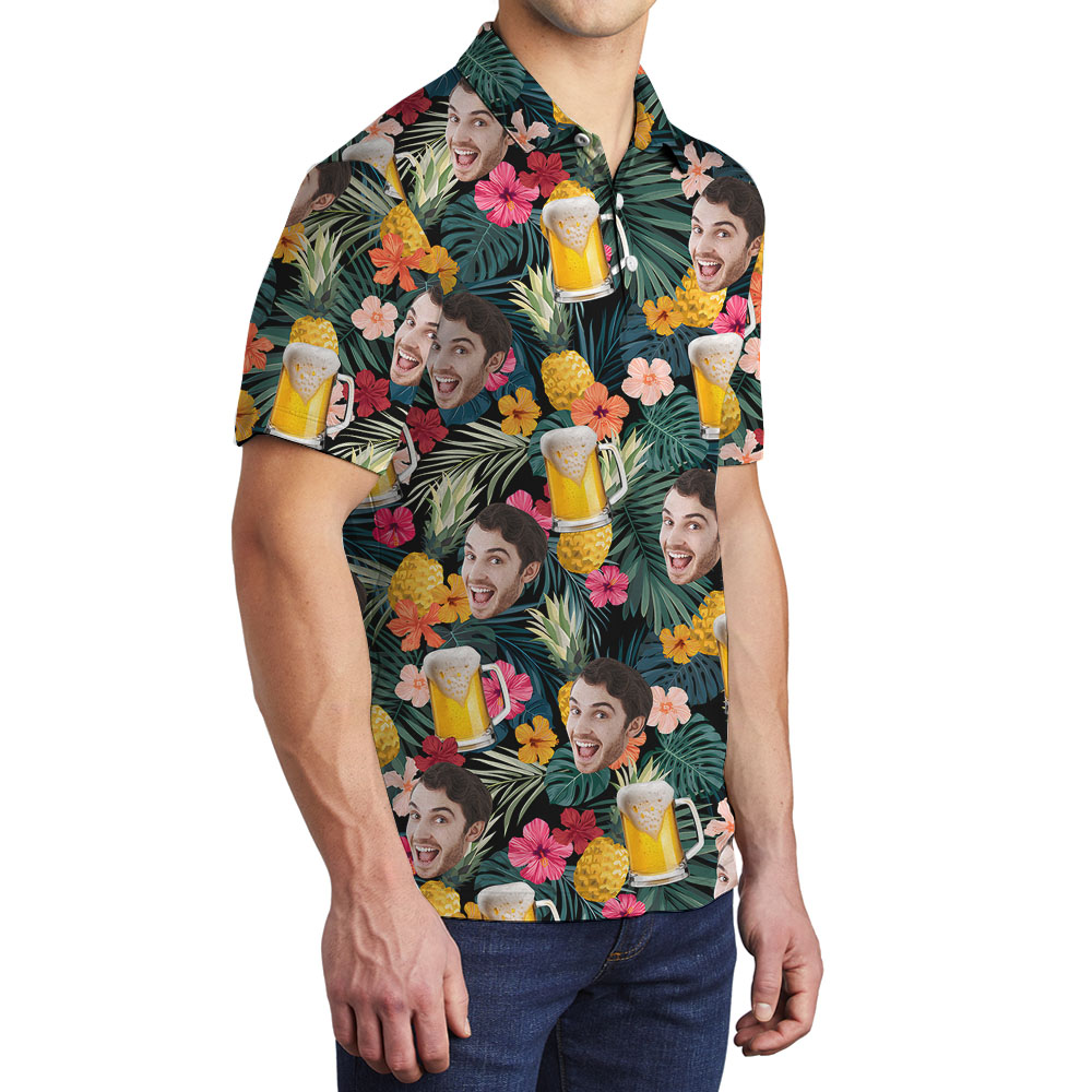 Personalized Photos Beer Pineapple Men's Polos
