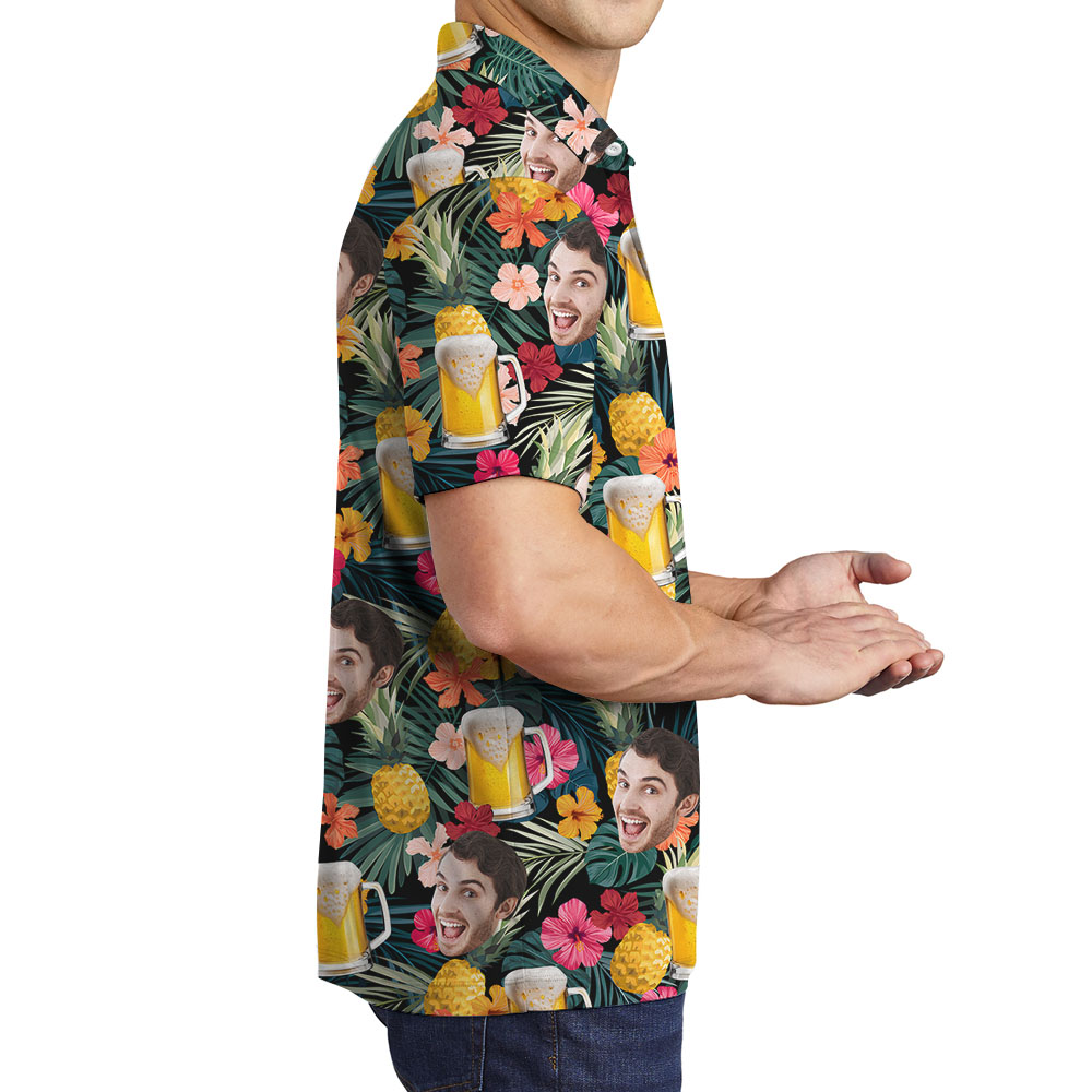 Personalized Photos Beer Pineapple Men's Polos
