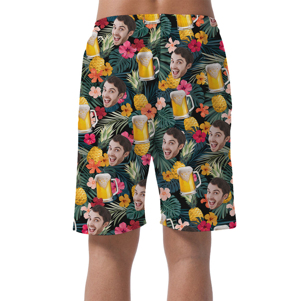 Custom Multiple Faces Beer Pineapple Hawaiian Shorts