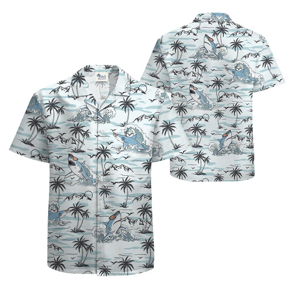 Cool Shark Print Hawaiian Shirt For Men
