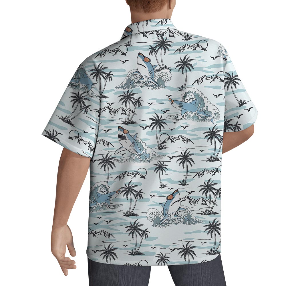 Cool Shark Print Hawaiian Shirt For Men