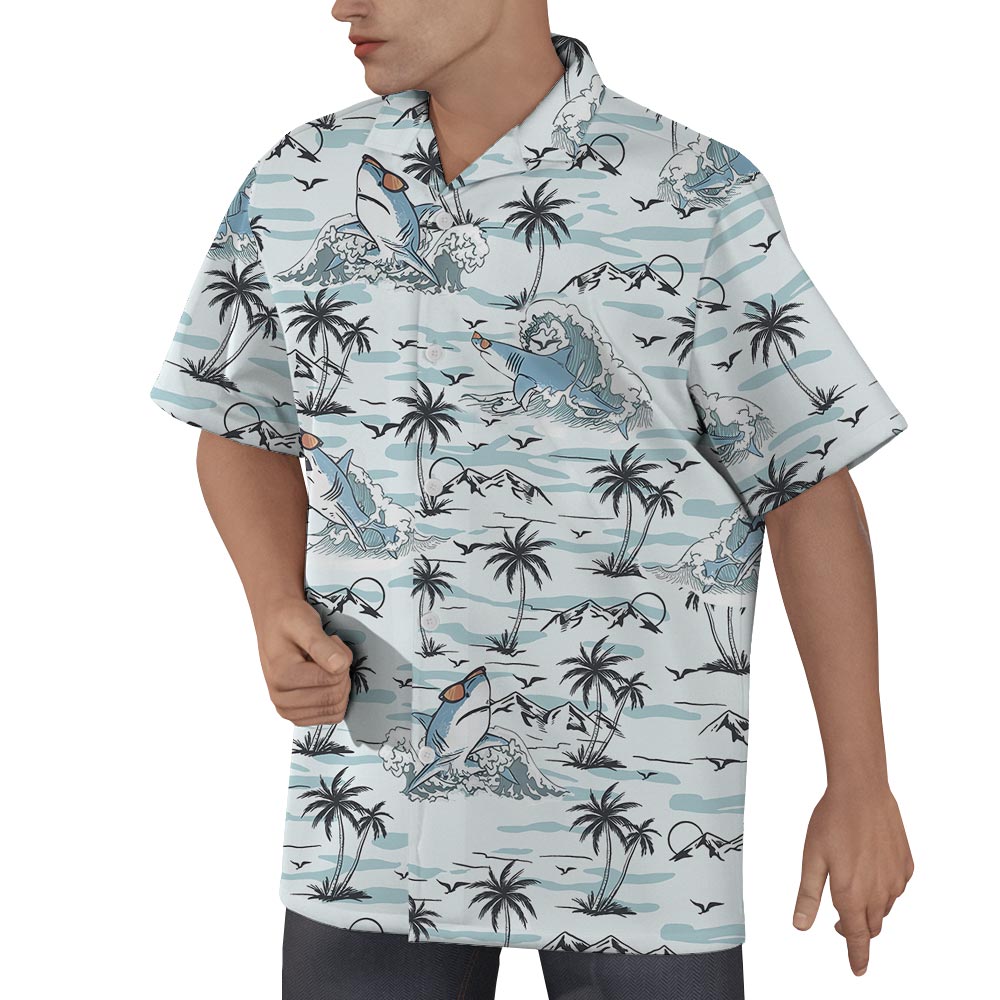 Cool Shark Print Hawaiian Shirt For Men