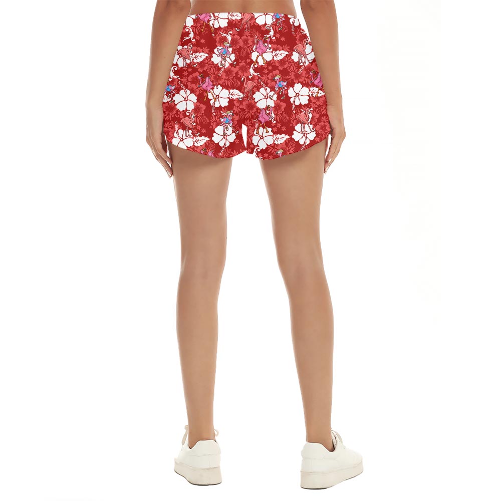 Funny Flamingo Playing Golf Women's Beach Shorts
