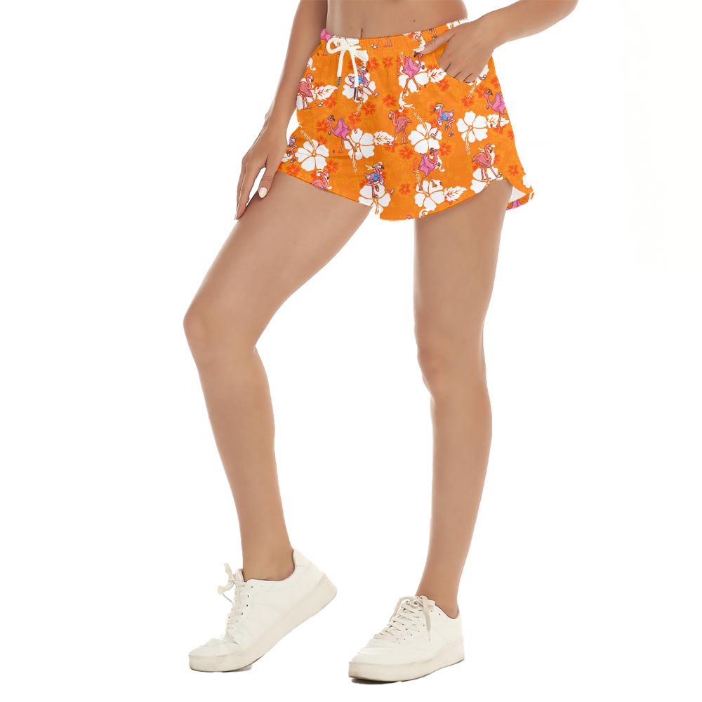 Funny Flamingo Playing Golf Hawaiian Shorts For Women