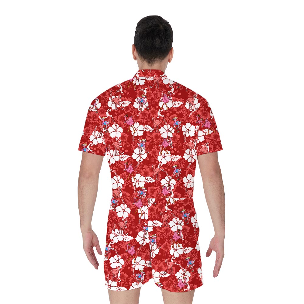 Hibiscus Flamingo Golf Hawaiian Romper For Men