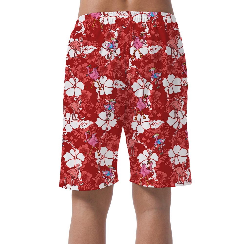 Funny Flamingo Golf Hawaiian Shorts For Men