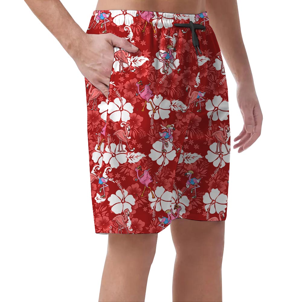 Funny Flamingo Golf Hawaiian Shorts For Men