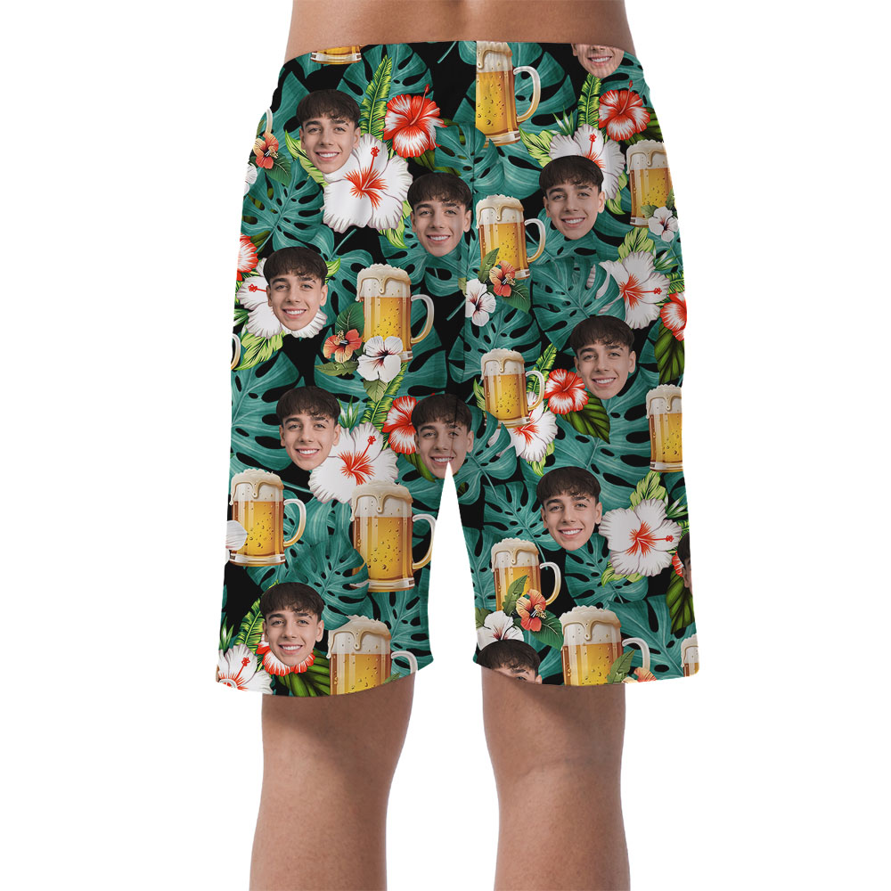 Beer Mug Custom Face Men's Hawaiian Shorts