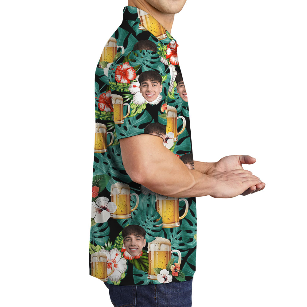 Cool Beer Floral Men's Polo Shirt With Multiple Faces