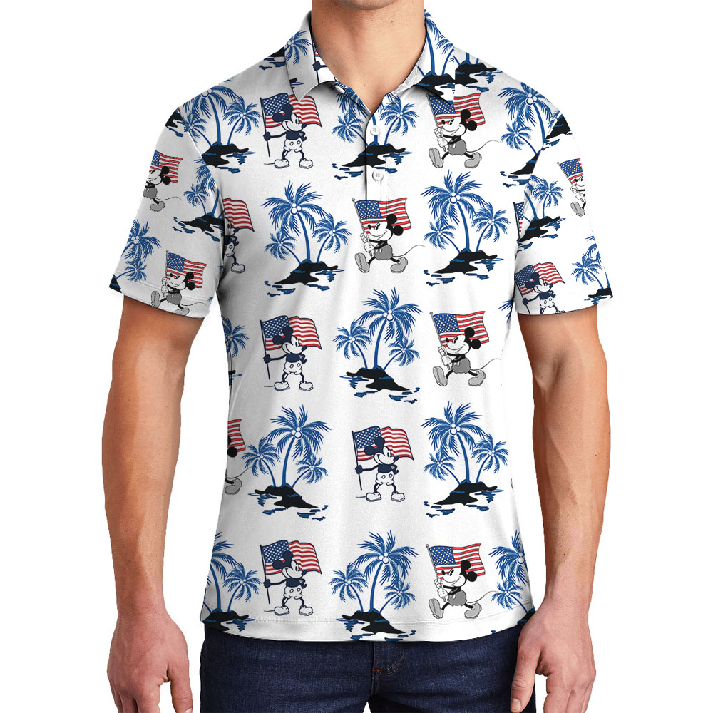 Steamboat Willie Mickey White Red And Blue Men's Polos - variant image 1