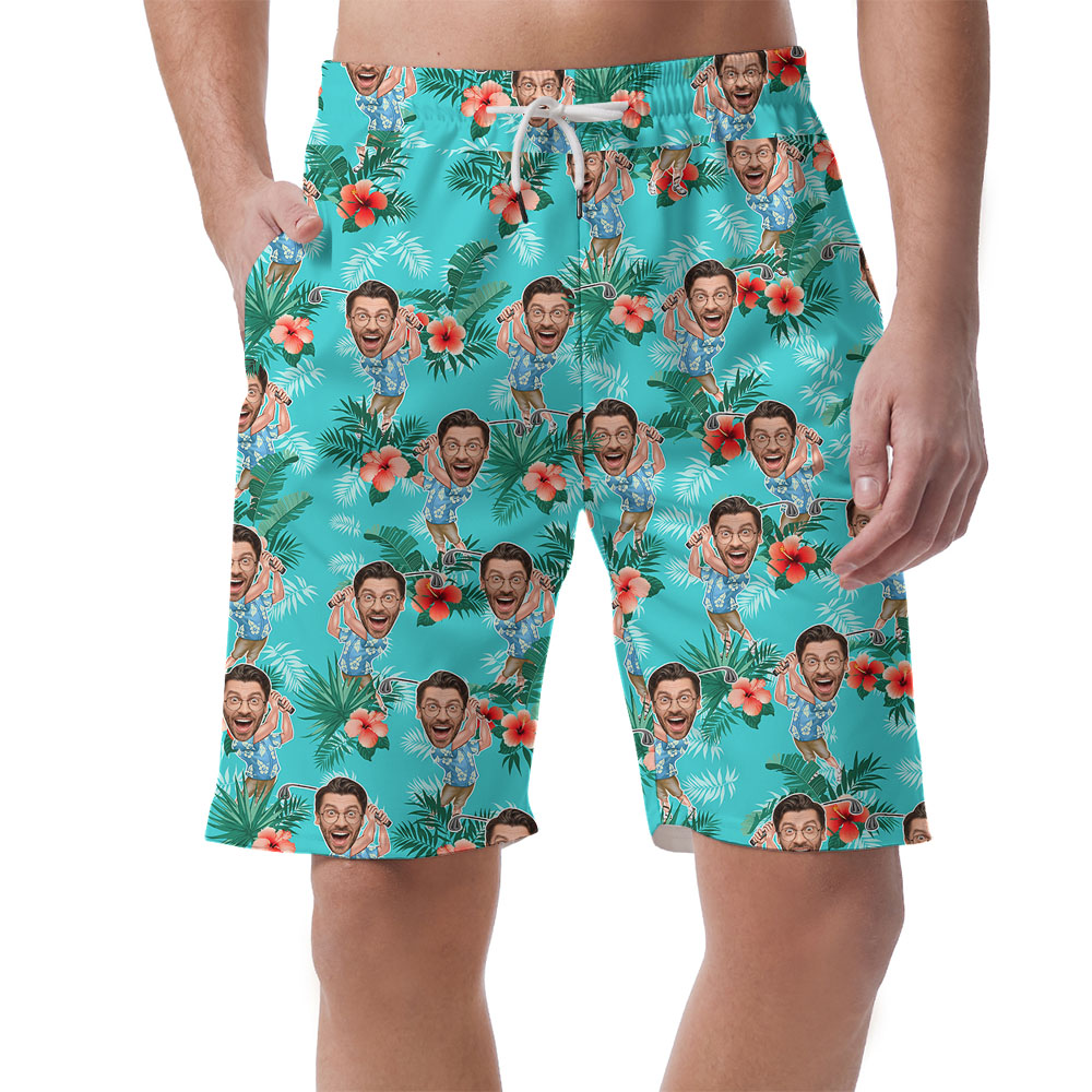 Cool Golf Hibiscus Men's Shorts With Face - variant image 1