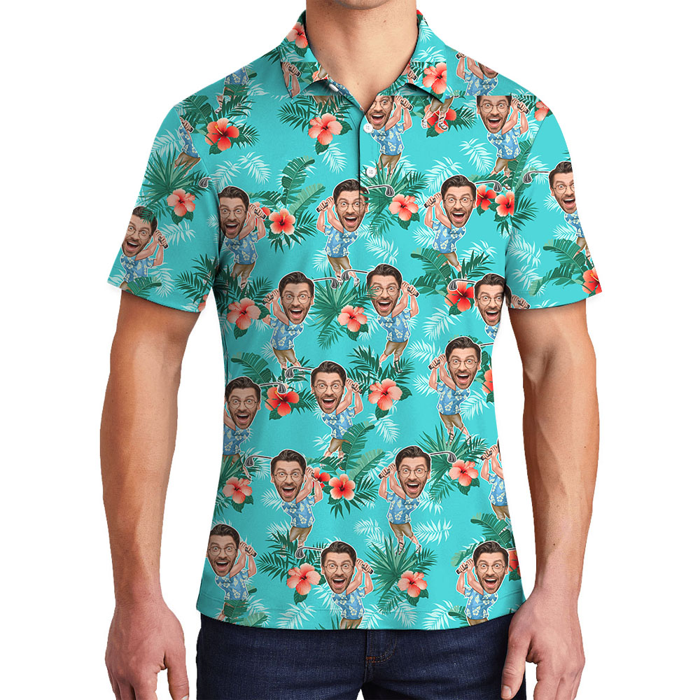 Cool Custom Face Golf Polo Shirt For Men - variant image 1
