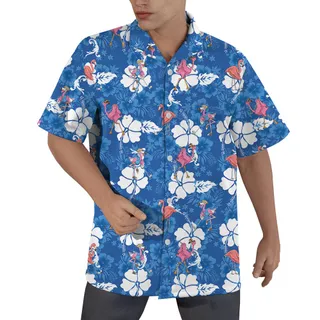 Flamingo Playing Golf Hawaiian Shirt For Men Blue