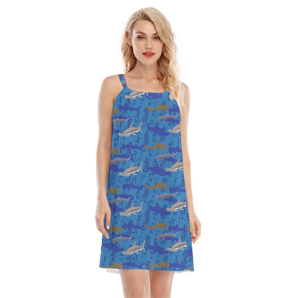 Women's Hawaiian Dress With Hammerhead Shark Print - variant image 1