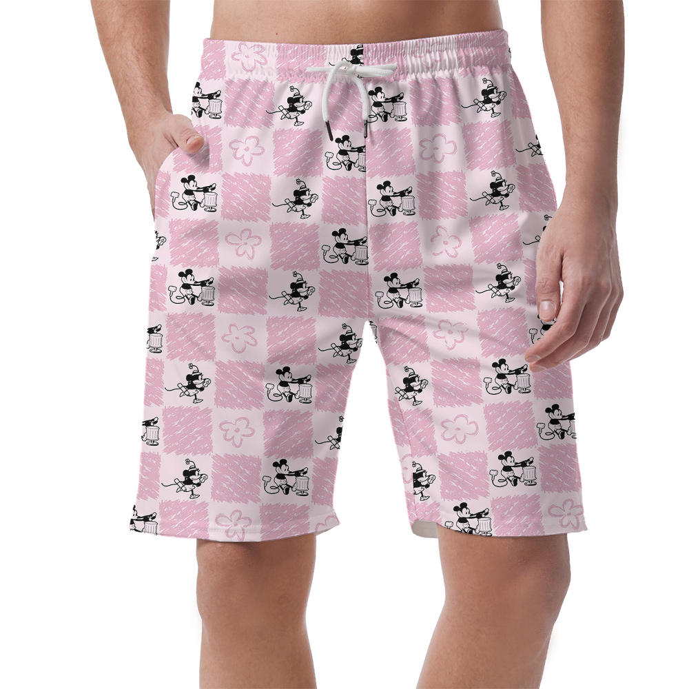 Floral Mickey Steamboat Willie Aloha Beach Shorts For Men - variant image 1