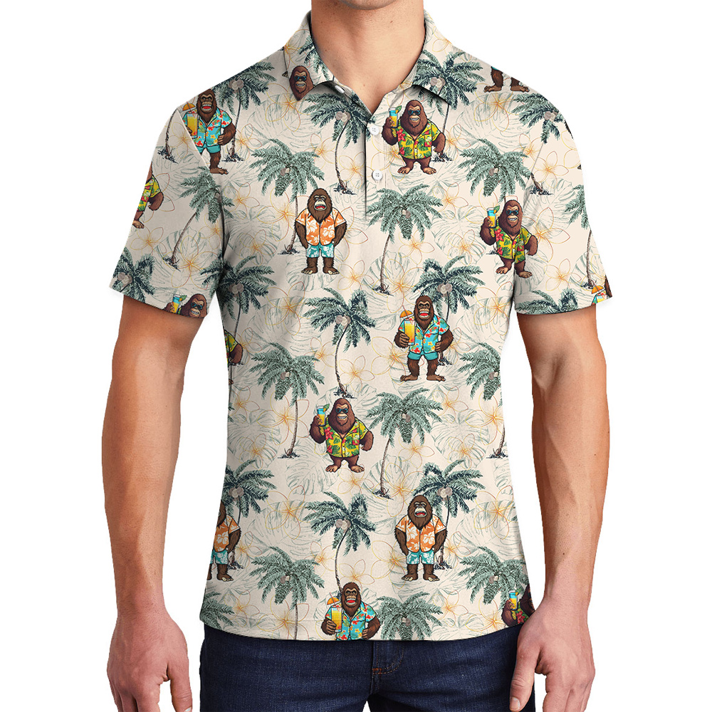 Cute Bigfoot Summer Aloha Polo Shirt For Men - variant image 1
