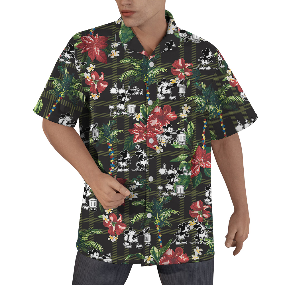 Vibrant Mickey Steamboat Willie 1928 Hawaiian Men Shirt - variant image 1