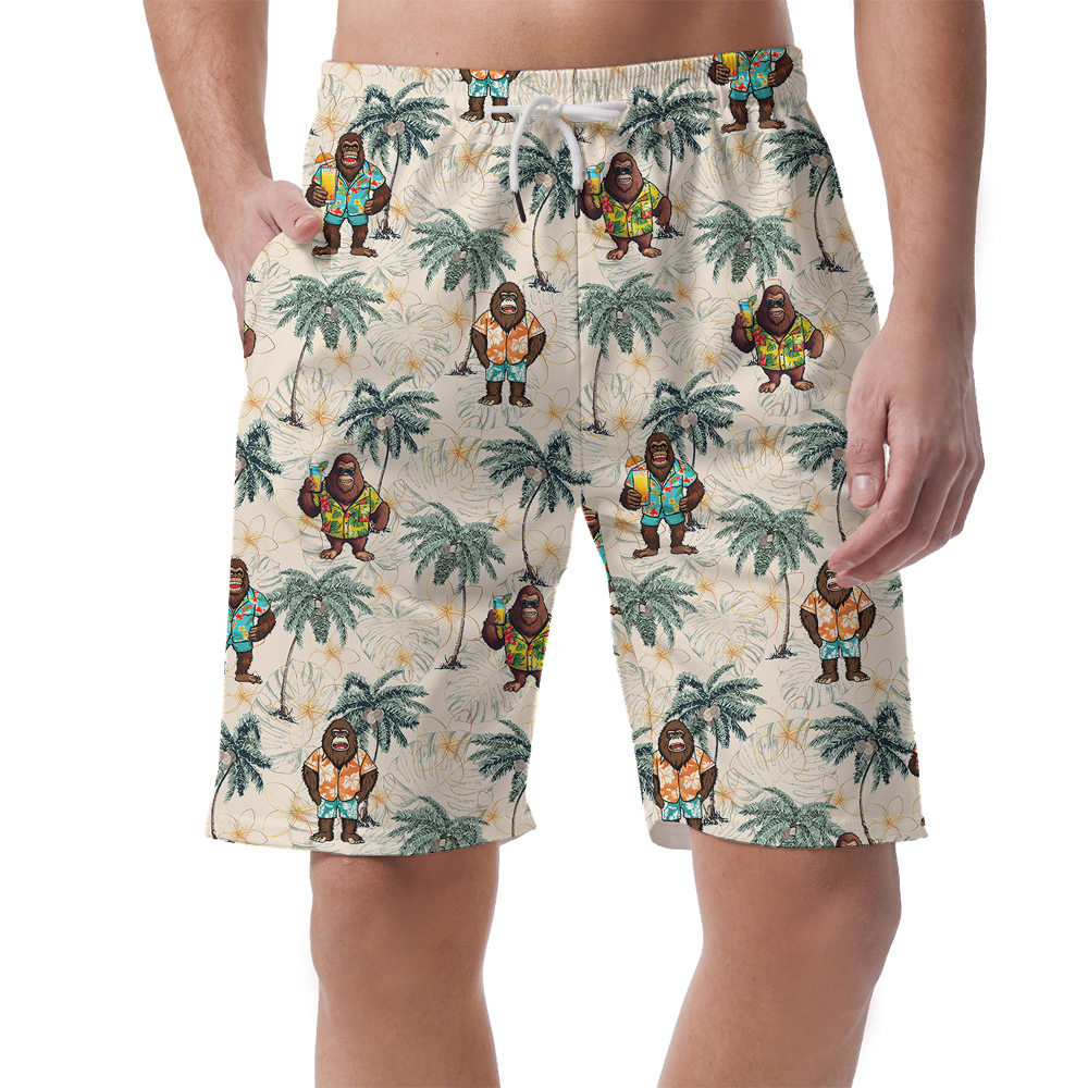 Funny Vacation Sasquatch Hawaiian Beach Shorts For Men - variant image 1