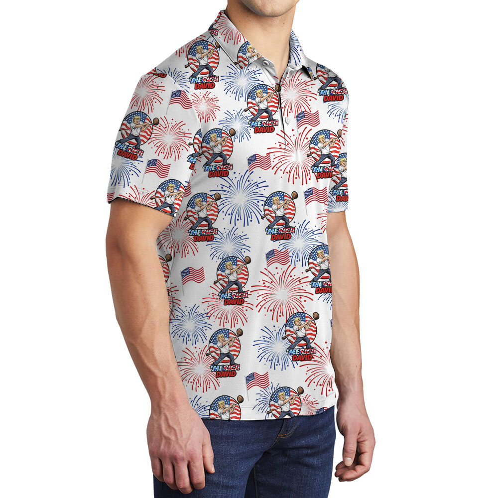 Cool American President Firework Men's Polo Shirt