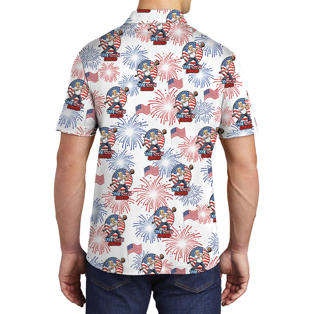 Cool American President Firework Men's Polo Shirt