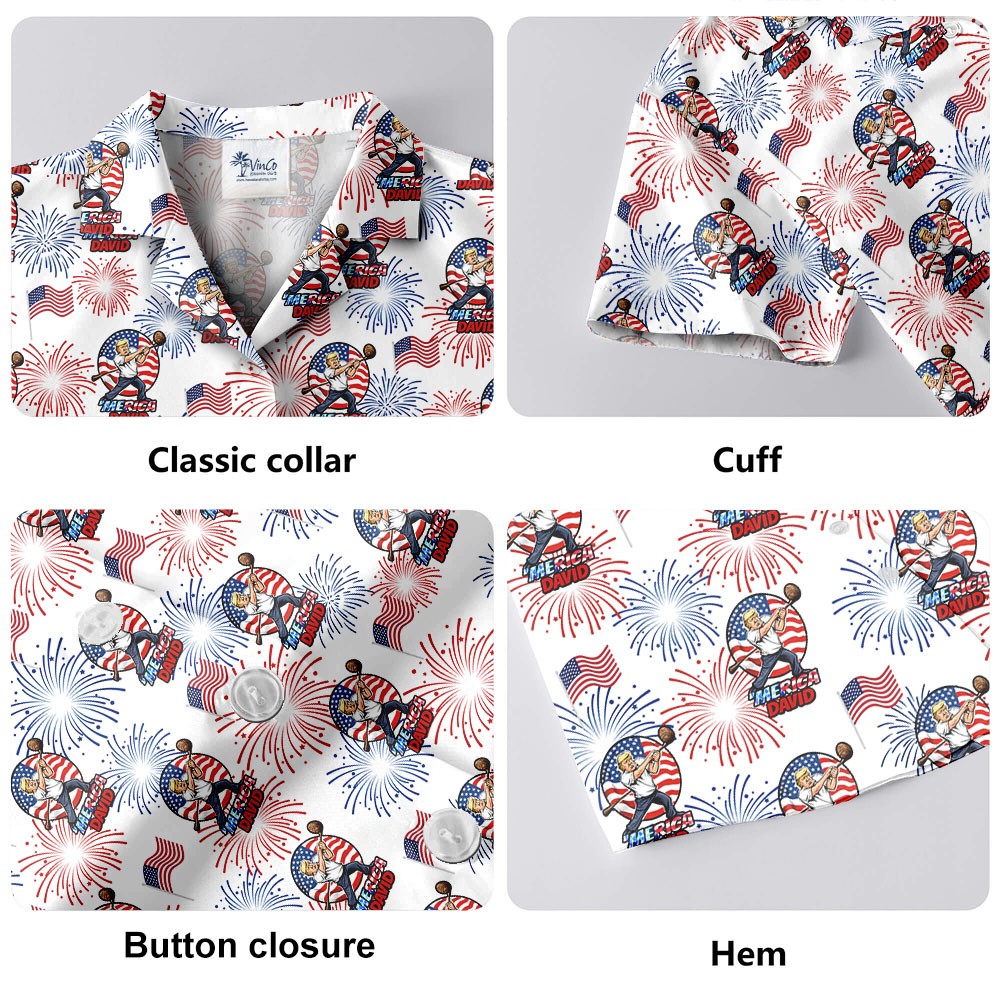 Fourth Of July Firework American Hawaiian Shirt