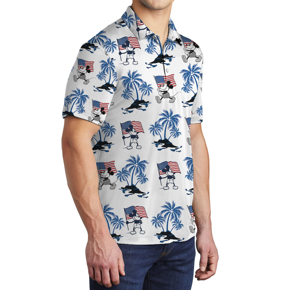 Steamboat Willie Mickey White Red And Blue Men's Polos
