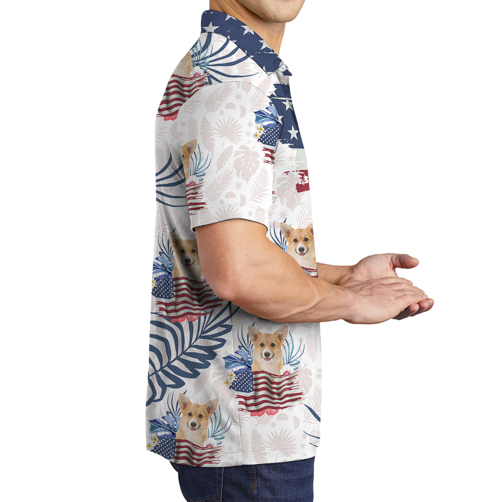 Cool Custom Face American Flag Men's Polos With Pet Faces