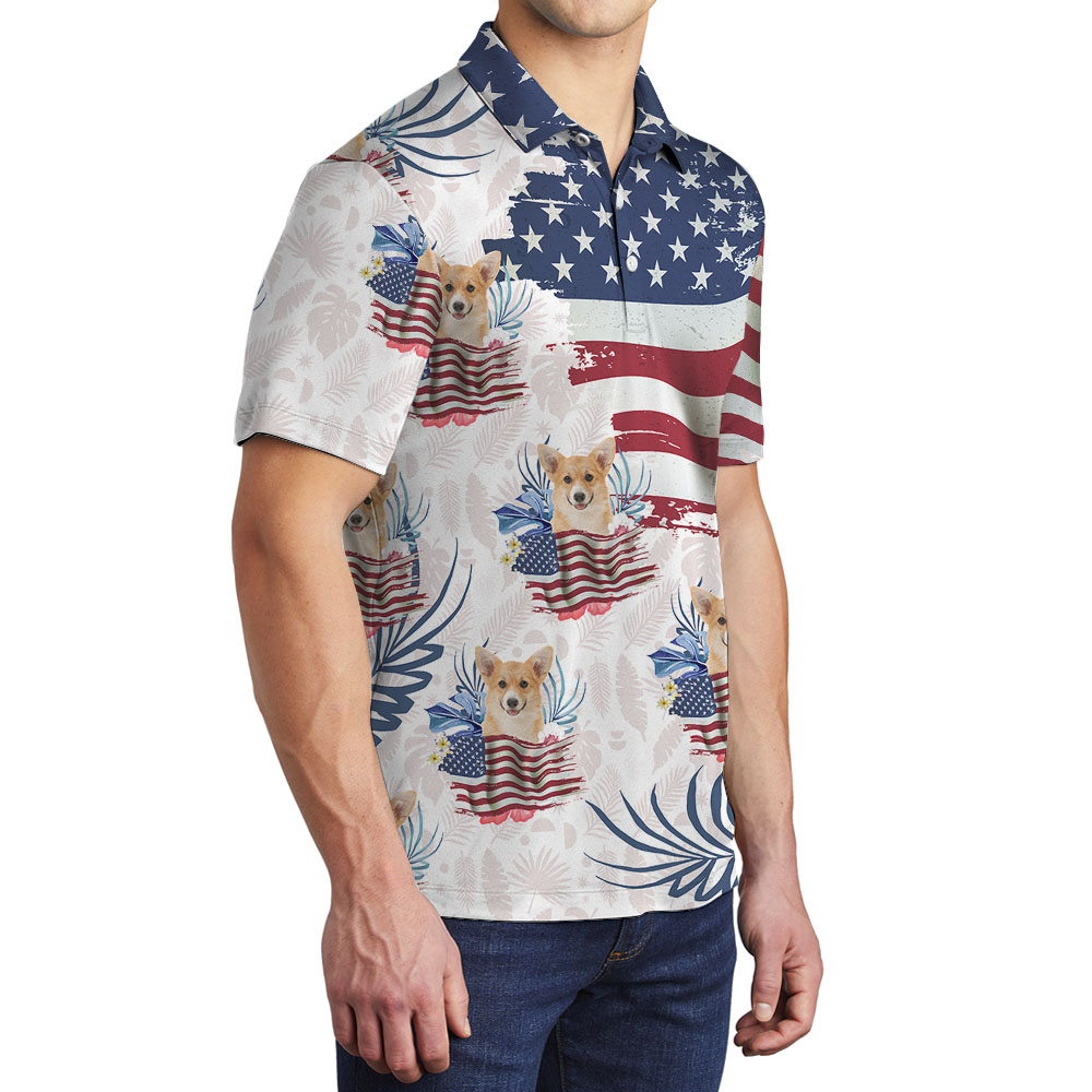 Cool Custom Face American Flag Men's Polos With Pet Faces