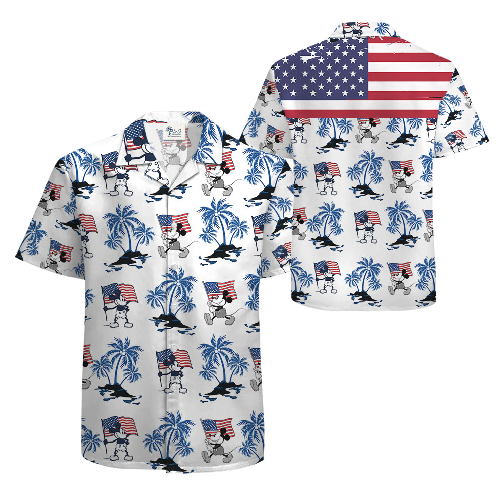Fourth Of July Mickey Steamboat Willie Men's Hawaiian Shirt