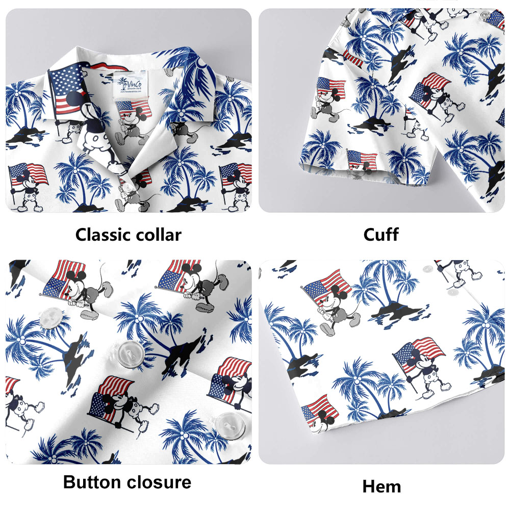 Fourth Of July Mickey Steamboat Willie Men's Hawaiian Shirt