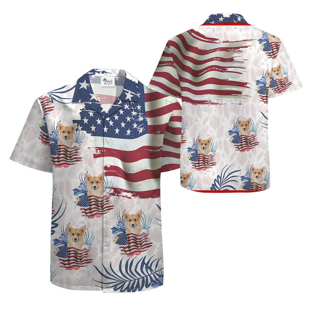 Custom Dog Face American Flag Hawaiian Shirt